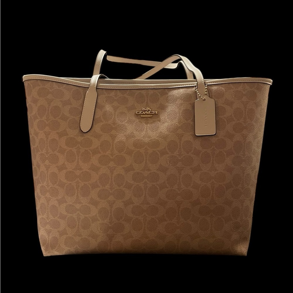 Coach Beige Signature Large Shoulder Bag NWT